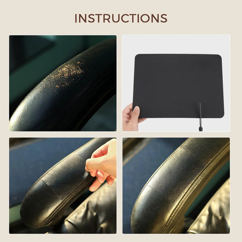 Heavy Duty Leather Repair Tape Kit That Delivers A Dang Sure Fix Easy Peel And Stick Couch Patches For Scratches Scuffs And Tears No Sew Brown 8.2 By 11 Inch 2 Pack instructions for using black leather repair tape.