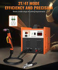 Built In Air Compressor Plasma Cutter With Non Touch Pilot Arc 50 Amp 220V Digital Inverter IGBT in orange casing