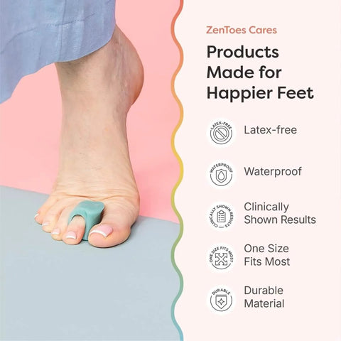 Gel Toe Separators For Bunions And Big Toe Alignment, 4 Pack Silicone Toe Spacers, used on foot for big toe realignment, blue.