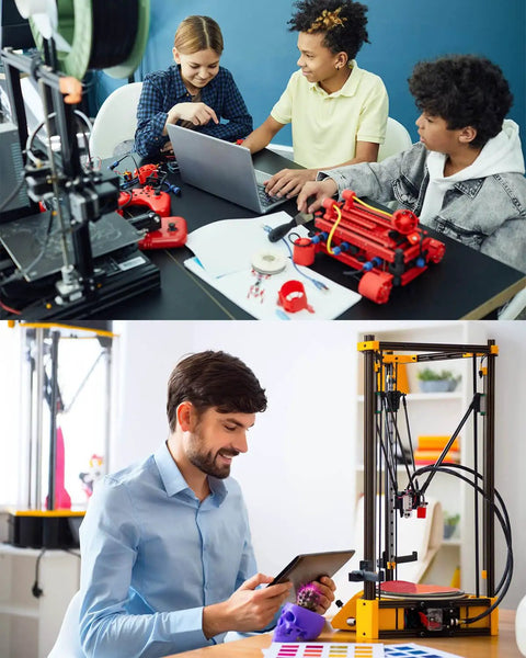Students and teacher using heavy duty T slot aluminum extrusion 20 series for DIY 3D printer parts and CNC projects in classroom setup