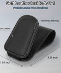 Slick Magnetic Leather Sunglass Holder For Cars That Snaps Right Onto Your Visor, measures 3.36x1.81 inches, premium leather.