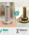 304 stainless steel flat washer set, 225 pcs in 15 sizes; front view shows shiny bolt with washer vs rusted bolt