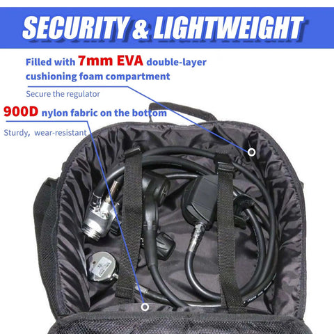 Top view of Scuba Regulator Bag With Full Padding, showcasing interior with hoses and regulator in padded compartment.