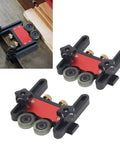 Heavy Duty Aluminum Alloy Featherboard Table Saw Feeder With Double Polyurethane Wheels, showing dual rollers and a stable design.