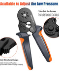 Pro Grade Ferrule Crimping Tool Kit With 1900 Wire Connectors, Self Adjusting Ratchet Crimper For AWG 23 To 10, close-up view