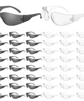 Clear And Grey Safety Glasses Set For Work Lab And Construction ANSI Z87.1 Rated Scratch And Impact Resistant Wraparound Eyewear 50 Pack