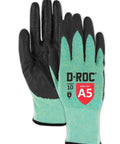 Heat And Adhesive Resistant Cut Level A5 Work Gloves With Ultra Lightweight 18 Gauge Aramid Shell For Superior Dexterity And A Grippy Polyurethane Palm Reusable Size Small, showing front and back view.