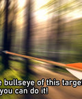 Arrow flying towards a target in woods, related to 50 Piece Archery Target Papers Set With 8 Plastic Target Face Pins And Marker Pen.