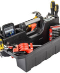 Pro Tool Caddy With Dual Oversized Compartments, Removable Magnetic Tray, Hidden Storage, Padded Phone Holder, Lidless Design