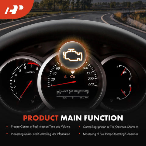 Dashboard display showing warning lights and gauges for Plug And Play Fuel Pump Driver Module With Bolts For Ford F150 F250 F350 F450 F550 Super Duty Trucks And SUVs Including Explorer Sport Trac Escape Mustang Expedition E Series Town Car Lincoln Navigator Mazda Tribute 2004 To 2011