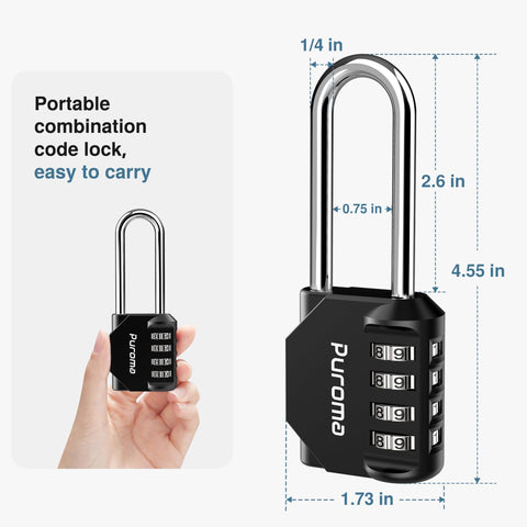 Close-up of Two Pack 2.6 Inch Long Shackle 4 Digit Outdoor Waterproof Padlock For Hasps Lockers Fences Gates Toolboxes Cases And Cabinets in hand