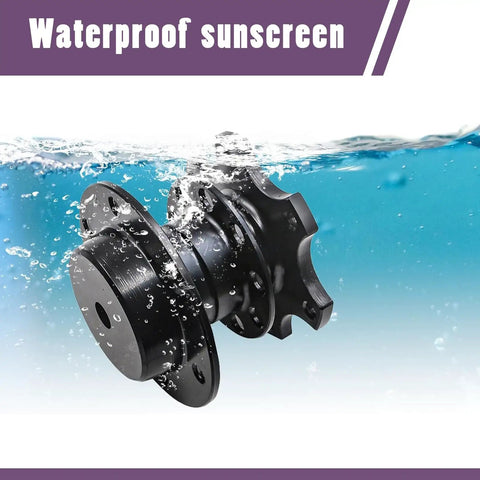 Pro Built 6 Hole Quick Release Steering Wheel Hub Adapter With Snap Off Boss Plate And Anti Theft Heightening Plate For Track Rides And Custom Street Mods In Satin Black submerged in water with bubbles.