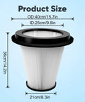 Six Pack Replacement HEPA Filters For Dust Extractors Cone Shaped Design with size 36cm x 21cm, black and white material