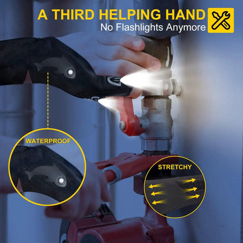 Led Flashlight Gloves For DIY Repairs And Electrician Work Mens Gift Husband Father Cool Stretchy Fingerless Light Gloves Gadget For Mechanic Hobbyist Handmade 1 Pair