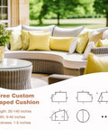 Custom Bench Cushions For Indoor Furniture And Outdoor Patio, Totally Customizable Size Thickness Shape Fabric Color Piping And Non Slip Fixing, 75D Foam Seat Cushions For Bay Windows Kitchen Nook Benches Mudrooms And Sofas, installed on outdoor sectional.