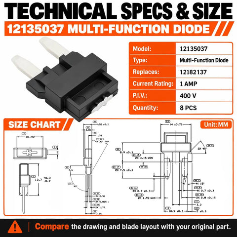 Image of High Output Eight Pack Multi Function Diode Set Delivers Tight Voltage Regulation And Rock Solid Agm Support For General Motors Trucks Replaces 12182137 with technical specs.