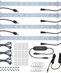 4 Strip Grow Light Kit 36W With Timer For Indoor Plants 16 inch LED light strips, extension cables, and mounting accessories