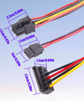ATX 6 Pin To Dual SATA Power Adapter Cable 19.6 In Long One To Two SATA Power Splitter For HDD SSD And Optical Drive PC Build Extension Juiced Up Power Port Expansion, black connectors