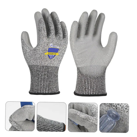 Heavy Duty Cut Resistant Work Gloves Featuring Level 5 Soft Armor And Grippy Reinforced Palms For Shop Yard Or Garage Tasks Built Tough With Breathable All Day Comfort, grey size.