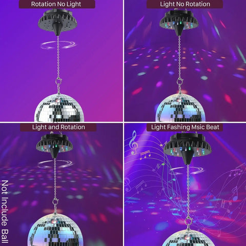 Rechargeable Disco Ball Spinner with Remote Control demonstrating various modes and lighting effects