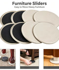 Big Pack Of 8 Heavy Duty Furniture Sliders To Glide Couches On Carpet And Wood Floors, 3.5 inch round plastic movers.