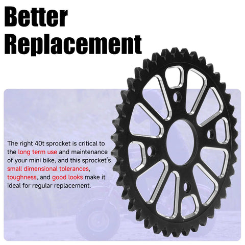Side view of Beefy 40 Tooth Sprocket For 420 Chain With 40mm Bore Upgrade For Mini Bikes compatible with CT200U CT200U-EX BT200X KT196