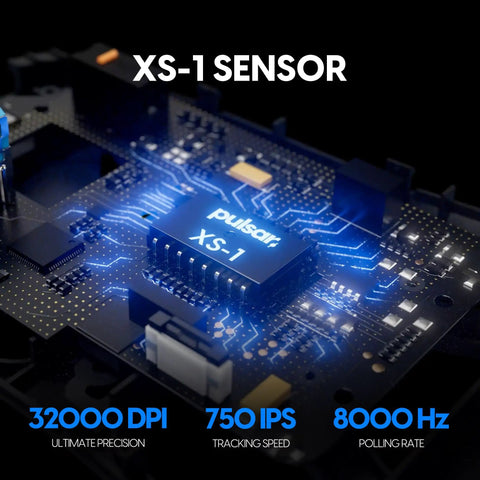 Close-up of XS-1 sensor board showcasing 32000 DPI, designed for Featherweight Wireless Gaming Mouse Featuring A Snug Compact Profile And Buttery Smooth Tracking For Right Hand Palm Players Who Demand A Clutch Advantage During Weekend Sessions With Zero Latency And Pro Level Accuracy On Your Desktop.