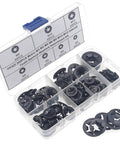 Industrial Starlock Push On Washers Assortment Kit 285 Pieces With External Push Rings And Speed Clips 7 Sizes M3-M12 in box