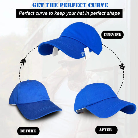 Hat Brim Bender Tool For The Perfect Curve Every Time Pro Grade Hat Curve Shaper demonstrated on blue caps