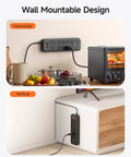 Flat Plug Power Strip With Surge Protector 1700J Converts 2 Prong To 3 Prong Outlets mounted horizontally and vertically on wall