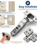 European Style Kitchen Cabinet Hinges With Silky Soft Close Action Half Overlay Design For Modern Frameless Doors 4 Pack installation guide.