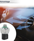 Engine Air Conditioning Pressure Switch Sensor For BMW Mini E39 E46 E38 E53 X5 12V DC 3 Pins Refrigerant Pressure Transducer Replacement No 64536909257 64539323658 Direct Fit Easy Install Durable Construction visible in front view with car dashboard.