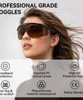 Top Shelf 1064nm Laser Safety Glasses Featuring OD4 Plus Lens Shield For Fiber Marking And Engraving Built Tough As Nails To Crush Daily Fog And Deep Scratches on a model outdoors.