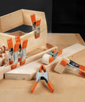 PONY 6-inch heavy-duty spring clamps set, nickel-plated steel jaws with orange rubber handles, 6-pack
