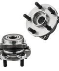 2 Pack Front Wheel Bearing And Hub Assembly 5 Lug Fit For Subaru Forester 2009 2014 Impreza 2008 2014 Legacy 2005 2014 Outback 2005 2014 And XV Crosstrek 2013 2014 Easy No Fuss Drop In Replacement For Smooth Handling, showing front and top view of bearing with 5 lug holes.