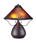 Two Light Mica Shade Table Lamp In Rust Finish With Vintage Vibe And Classic Antique Look Easy Assembly And Plug In Design