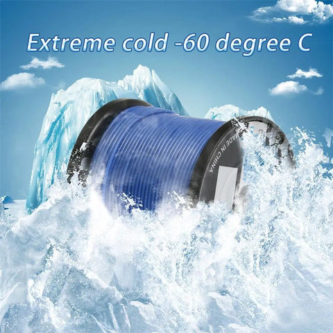 Blue 16 Gauge Silicone Wire Spool 250 Ft Ultra Flexible Stranded Tinned Copper Wire for RC Hobby Electronics and Auto Wiring in ice