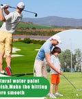 Golfers practicing with clubs on a course, highlighting wooden tees usage, perfect for Bulk 1000 Wooden Golf Tees Three And One Quarter Inch Bamboo Tees White Blue Lines Set For Practice And Training Great For Golf Balls And Clubs Perfect Fathers Day Gift And Party Favor.