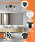 Dope Matte Black 3 Light Vanity Light Over Mirror With Glass Shades UL Certified Bathroom Wall Sconces Modern Black Vanity Fixture
