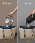 Before and after using Electronics Organizer Travel Case Water Resistant Cable Organizer for Essentials Tech Pouch.