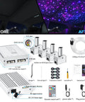 Split 4 Colors 12W Car Starlight Headliner Kit with 1000pcs 0.02in 9.8ft Fiber Optic Strands RGBW, components and installation guide