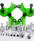 Diamond Hole Saw Kit With Adjustable Guide Jig, Fifteen Piece Set, Green Jig and Silver Bits for Glass Tile Drilling Projects