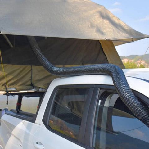 Heavy Duty Flexible Air Duct Hose With Solid Grille Cover Is Truly Rad For Camper Rigs And Adventure Vehicles A Compact Corrugated Ventilation Setup That Comes With One Meter Tube Plus Secure Air Outlet To Keep Nasty Dust Away From Your Gear. black corrugated hose on camper roof
