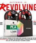 Product packaging for Cool Gray 1.75mm PLA 3D Printer Filament, 1 Kg Spool, showing classic and new revolver spool designs.