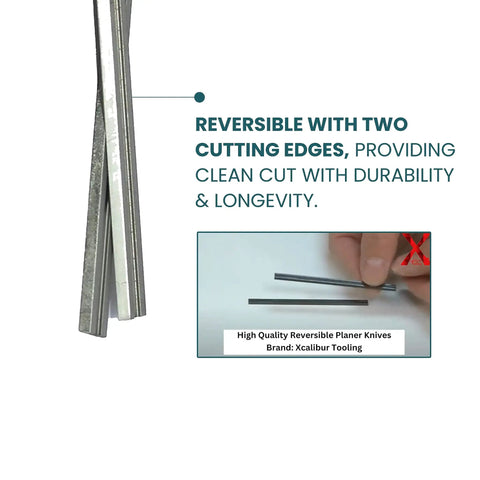 Double Edged High Speed Steel Planer Blades Reversible Jointer Knives Pack Of Ten Heavy Duty Woodworking Replacement Parts showing two cutting edges.