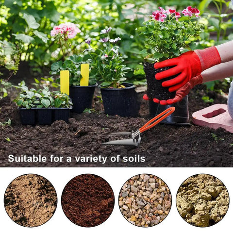 Gardener using Folding Camping Shovel Mini Lightweight Stainless Steel Hiking Trowel Entrenching Tool for planting in garden