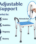 Heavy Duty Shower Chair With Backrest For Bathtub Non Slip Bath Seat For Seniors And Disabled Adjustable Grippy Feet Support Bench