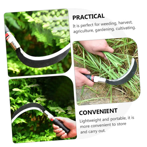 Short Handle Manganese Steel Garden Weeding Sickle Tool Two Piece Set trimming grass and weeds outdoors.