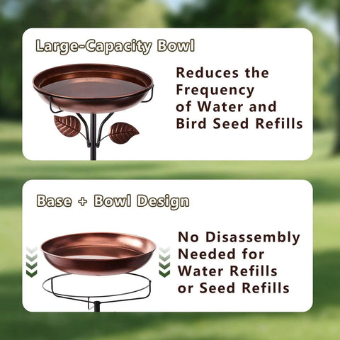 Built To Last Heavy Duty Metal Bird Bath For Outdoors Weatherproof Detachable Design In Retro Bronze Garden Decor, large bowl design.