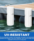 Boat Dock Bumpers And Fender Guards For Edge And Side Protection Built Tough For Smooth No Drama Docking Marine Grade PVC Fenders With UV Resistant Shield 304 Stainless Hardware Included 2 Pack White installed on dock edge
